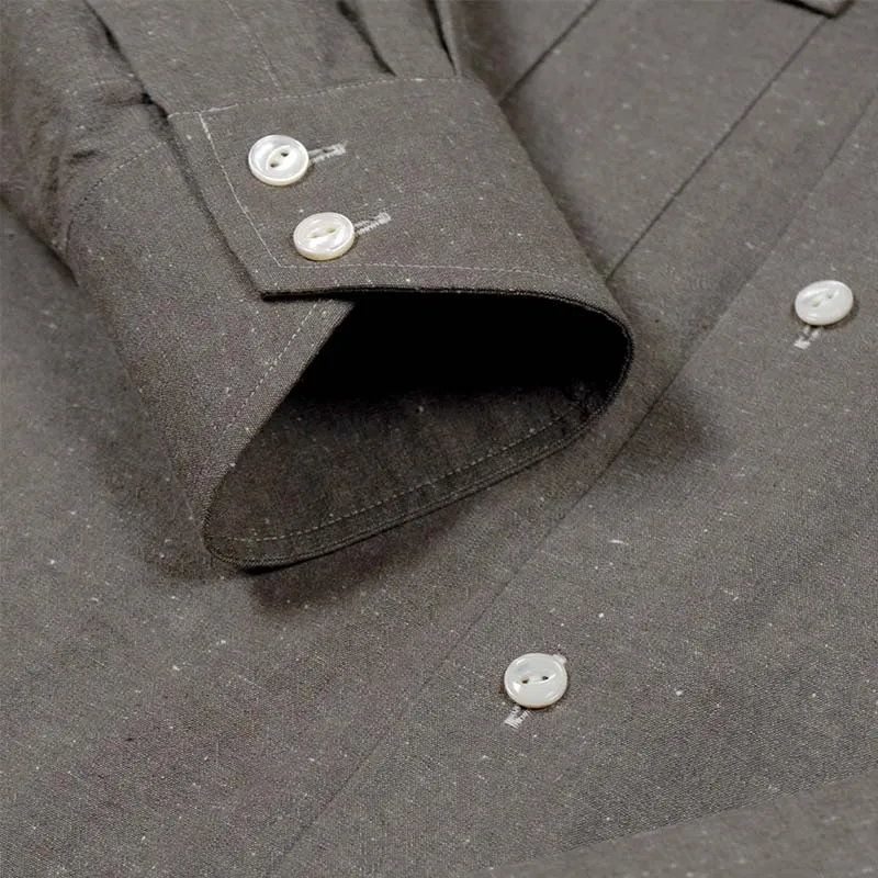 Men's Casual Lapel Cotton and Linen Long-sleeved Shirt 86431115F