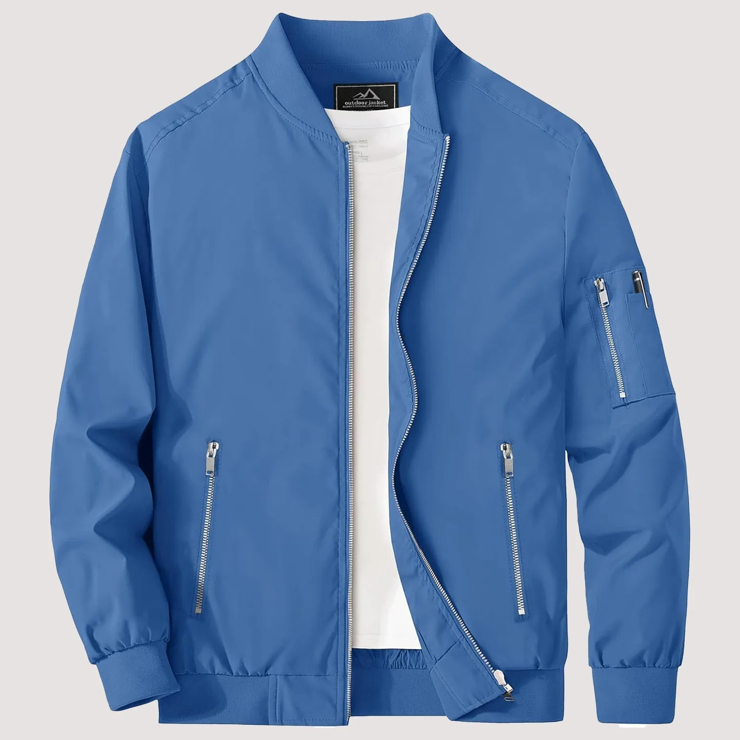 Men's Lightweight Zip-Up Bomber Jacket - Casual Spring Windbreaker