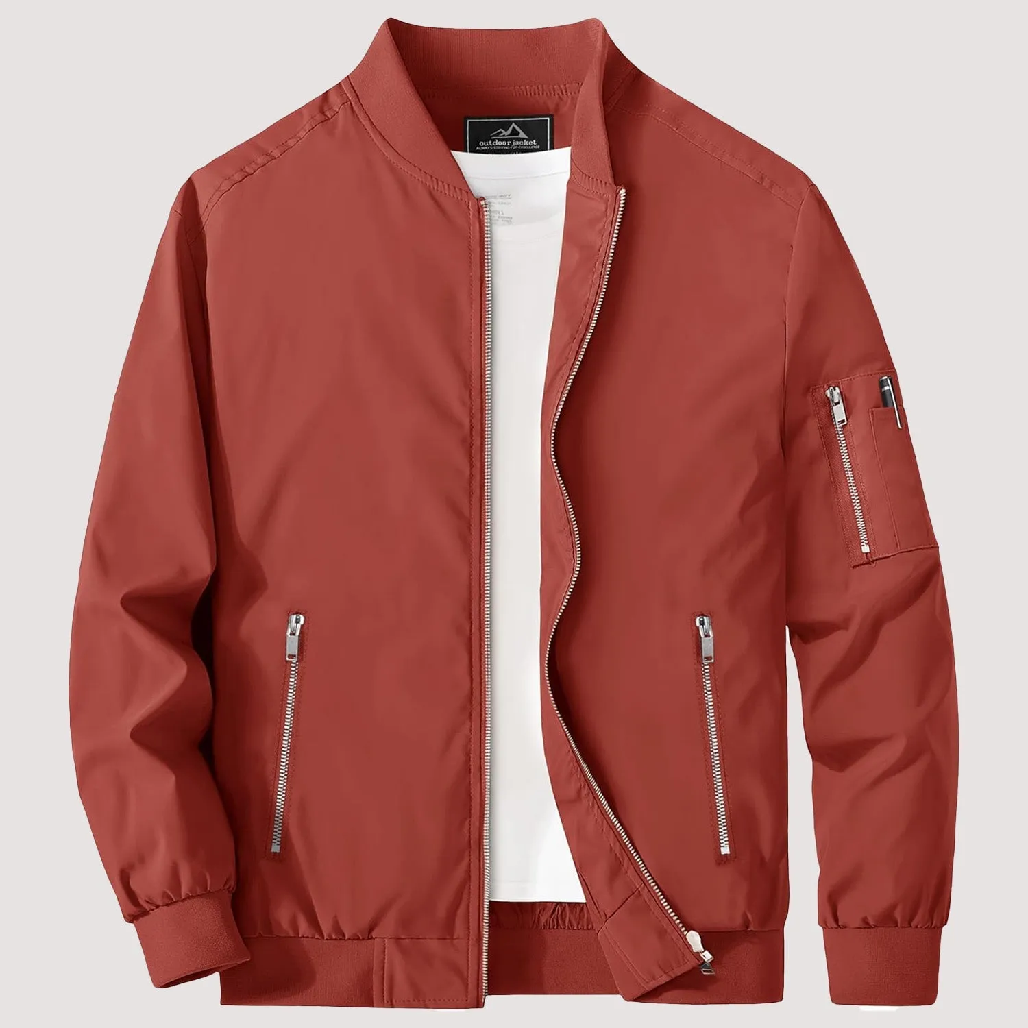 Men's Lightweight Zip-Up Bomber Jacket - Casual Spring Windbreaker