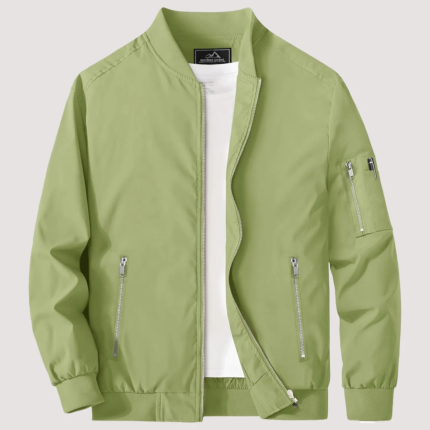 Men's Lightweight Zip-Up Bomber Jacket - Casual Spring Windbreaker