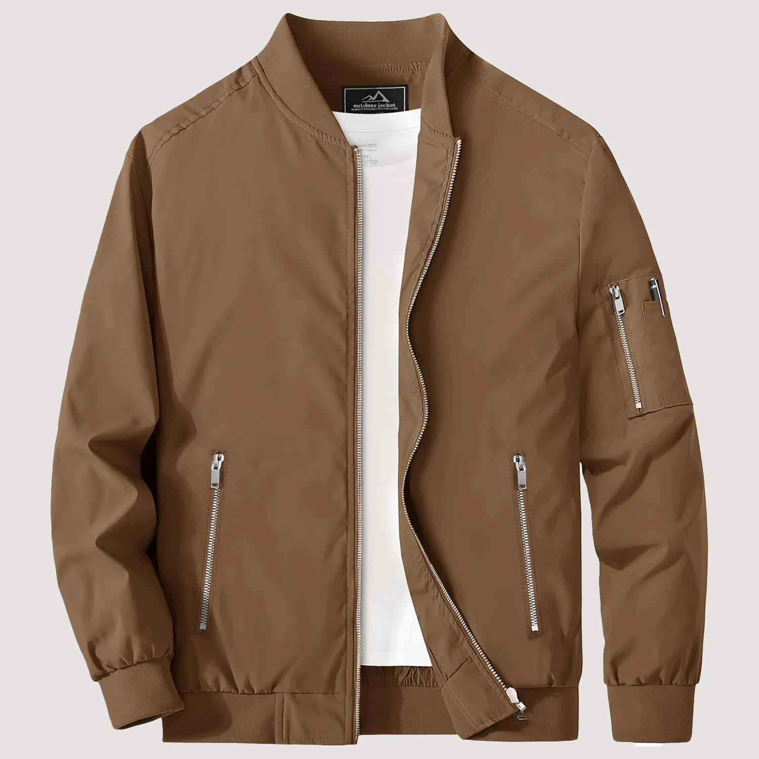 Men's Lightweight Zip-Up Bomber Jacket - Casual Spring Windbreaker