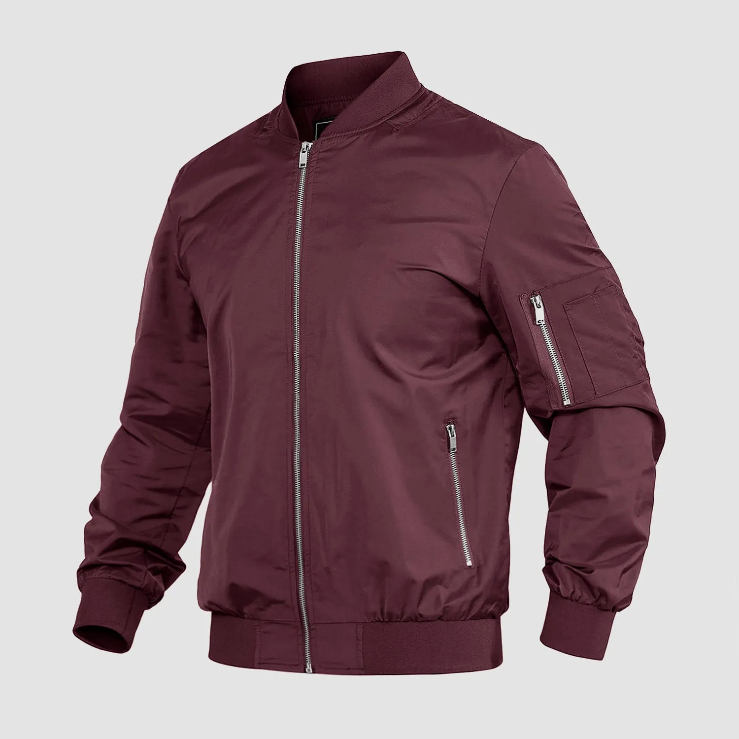 Men's Lightweight Zip-Up Bomber Jacket - Casual Spring Windbreaker