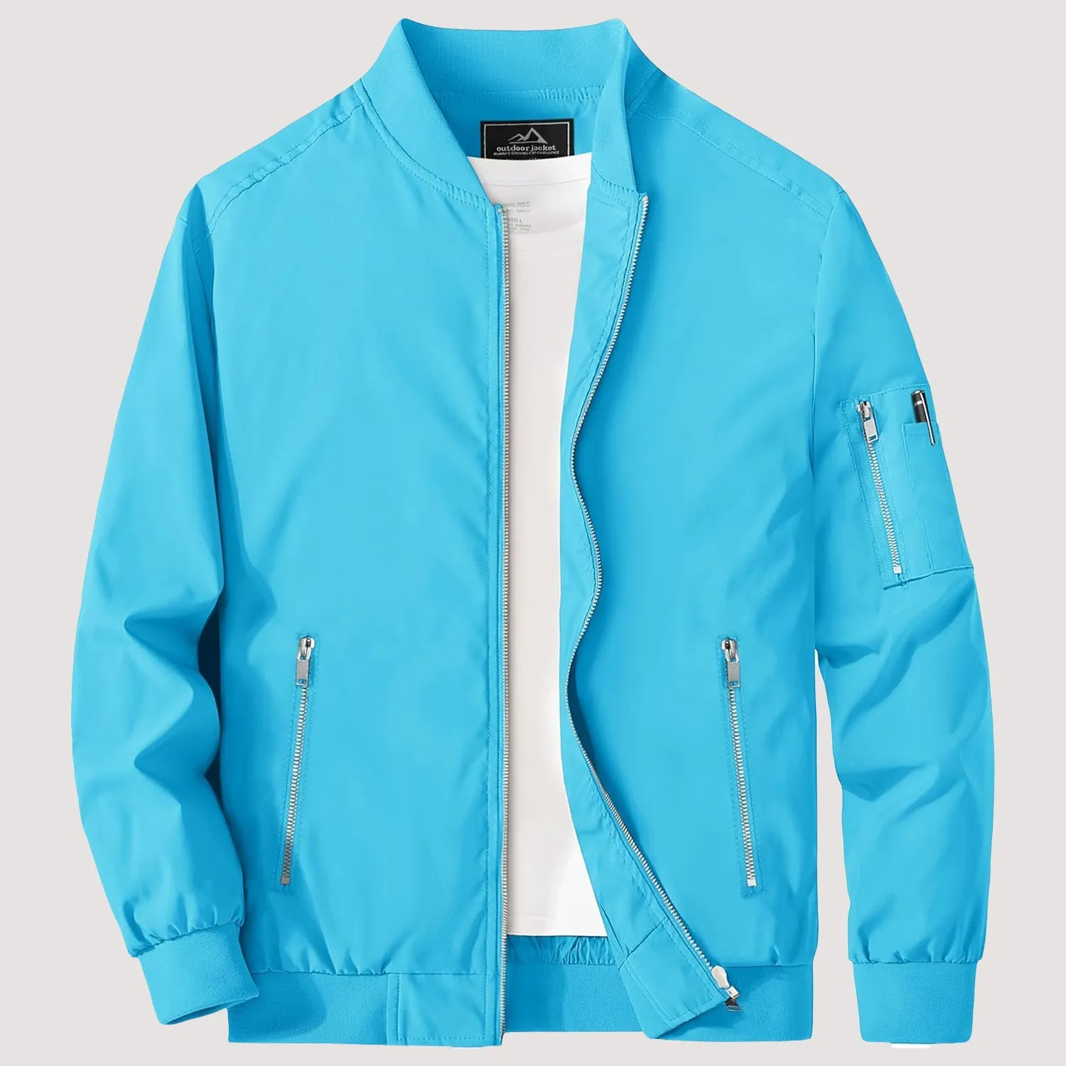 Men's Lightweight Zip-Up Bomber Jacket - Casual Spring Windbreaker