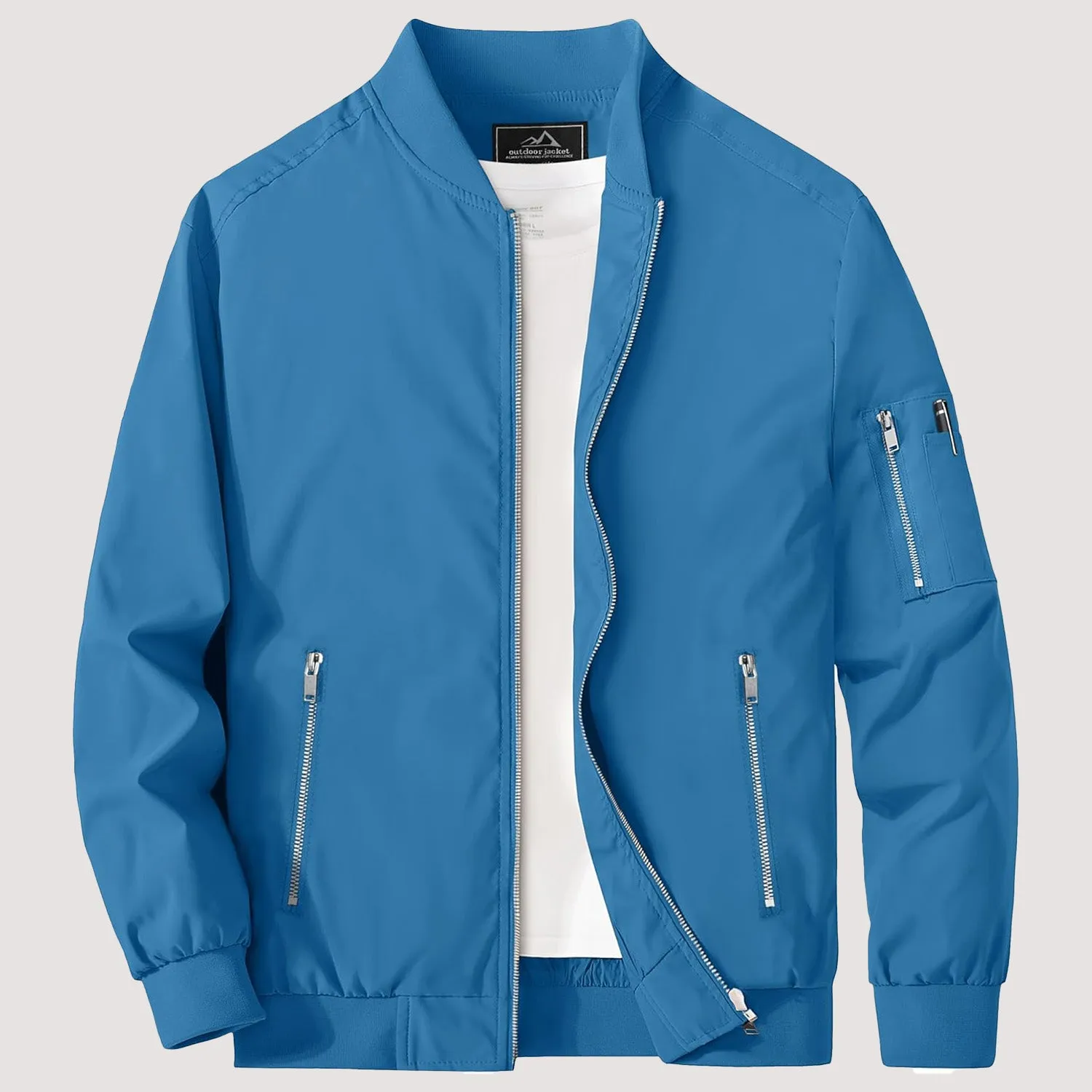 Men's Lightweight Zip-Up Bomber Jacket - Casual Spring Windbreaker