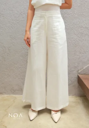 NAGISA Wide Leg Linen Pants - White