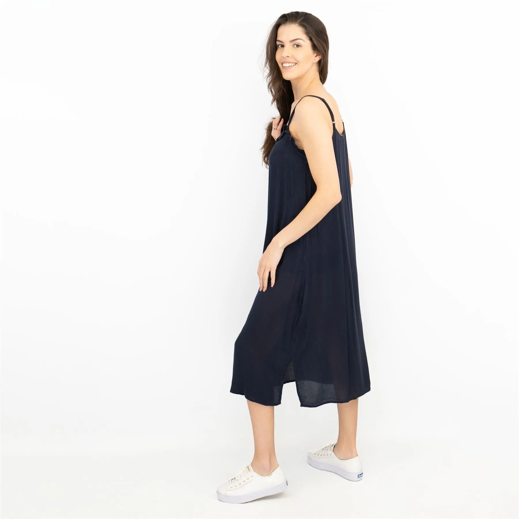 Next Navy Blue Spaghetti Strap Sundress Sleeveless Midi Dress