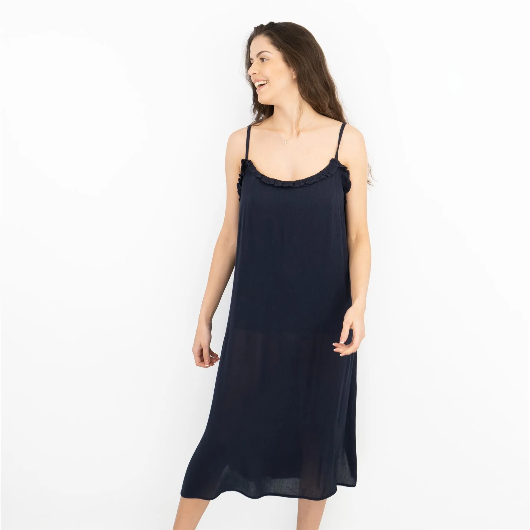 Next Navy Blue Spaghetti Strap Sundress Sleeveless Midi Dress