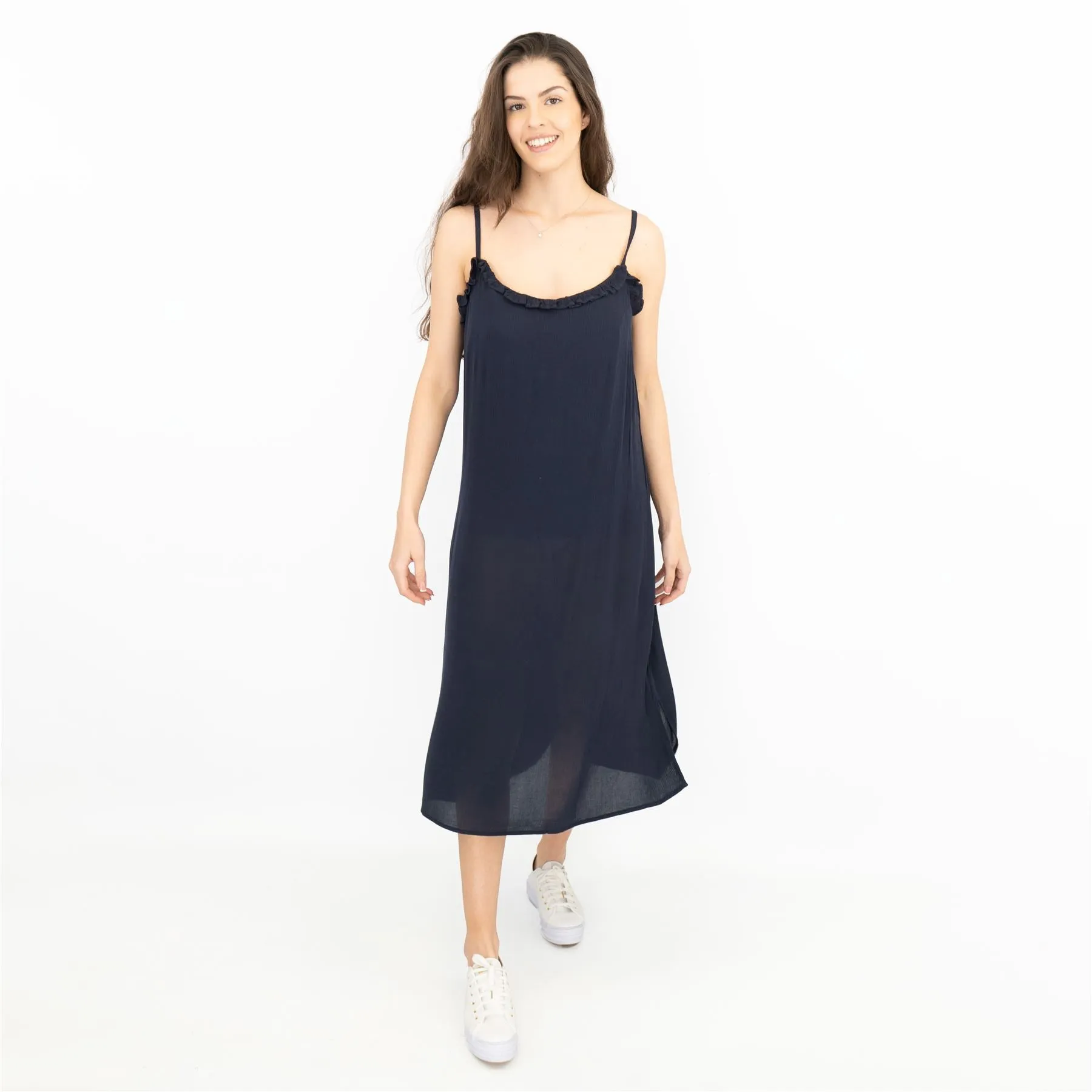 Next Navy Blue Spaghetti Strap Sundress Sleeveless Midi Dress