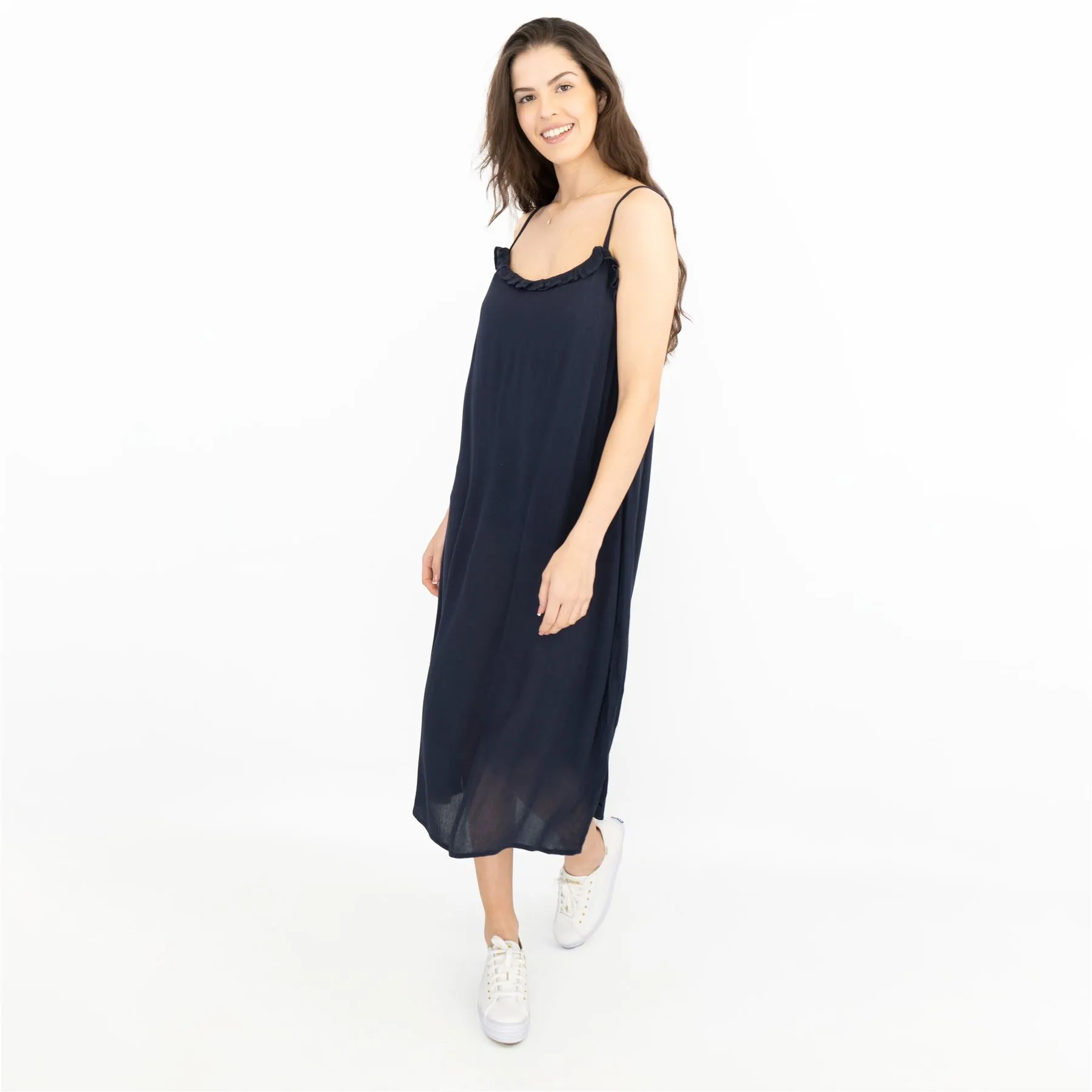Next Navy Blue Spaghetti Strap Sundress Sleeveless Midi Dress