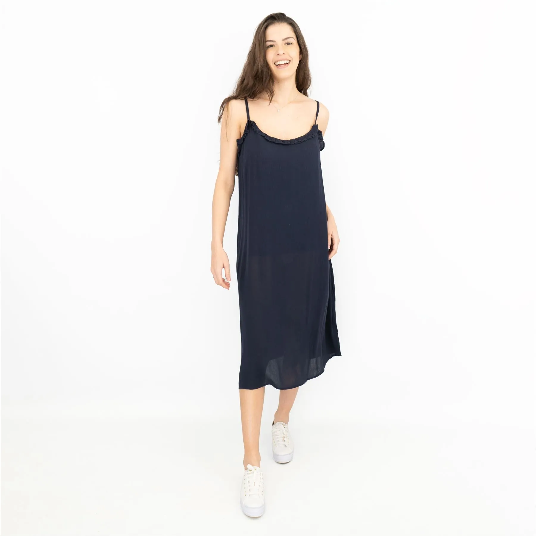 Next Navy Blue Spaghetti Strap Sundress Sleeveless Midi Dress