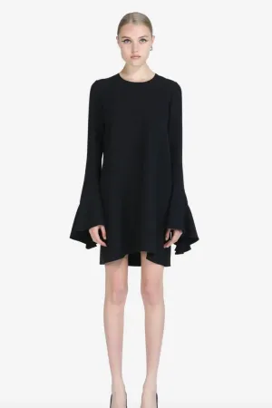 No. 21 - Pleated-Cuff Mini Dress: Black