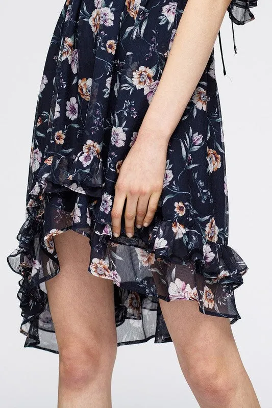 Nurode Wax Flower Asymmetrical Hi Lo Dress