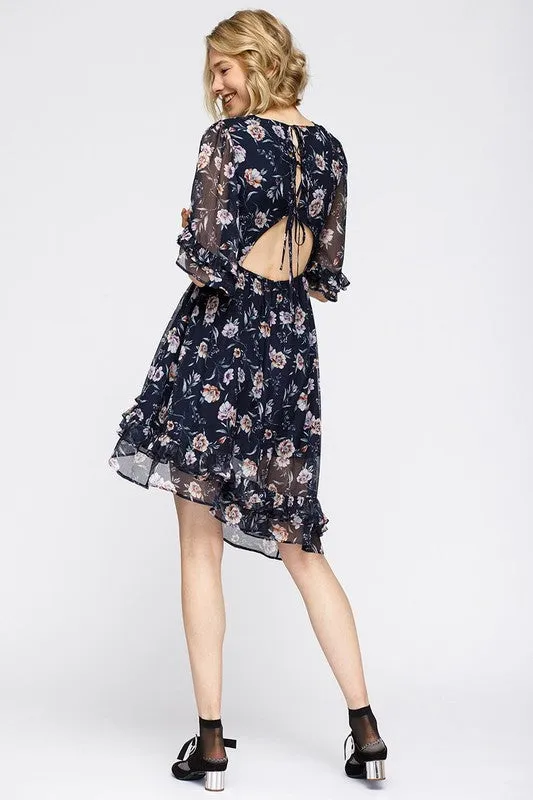 Nurode Wax Flower Asymmetrical Hi Lo Dress