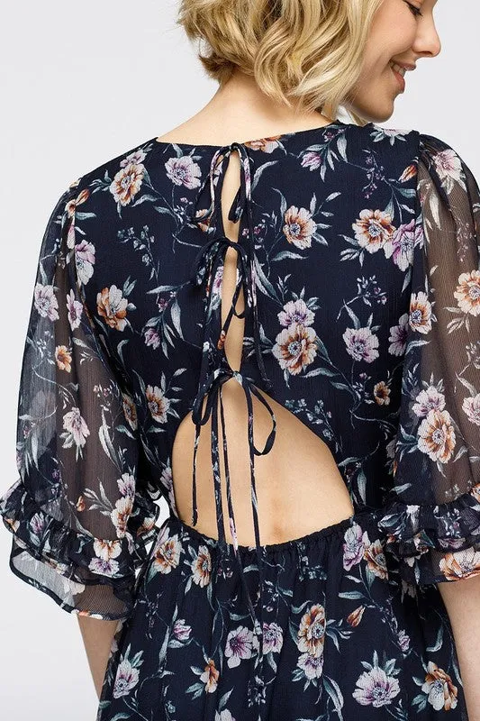 Nurode Wax Flower Asymmetrical Hi Lo Dress