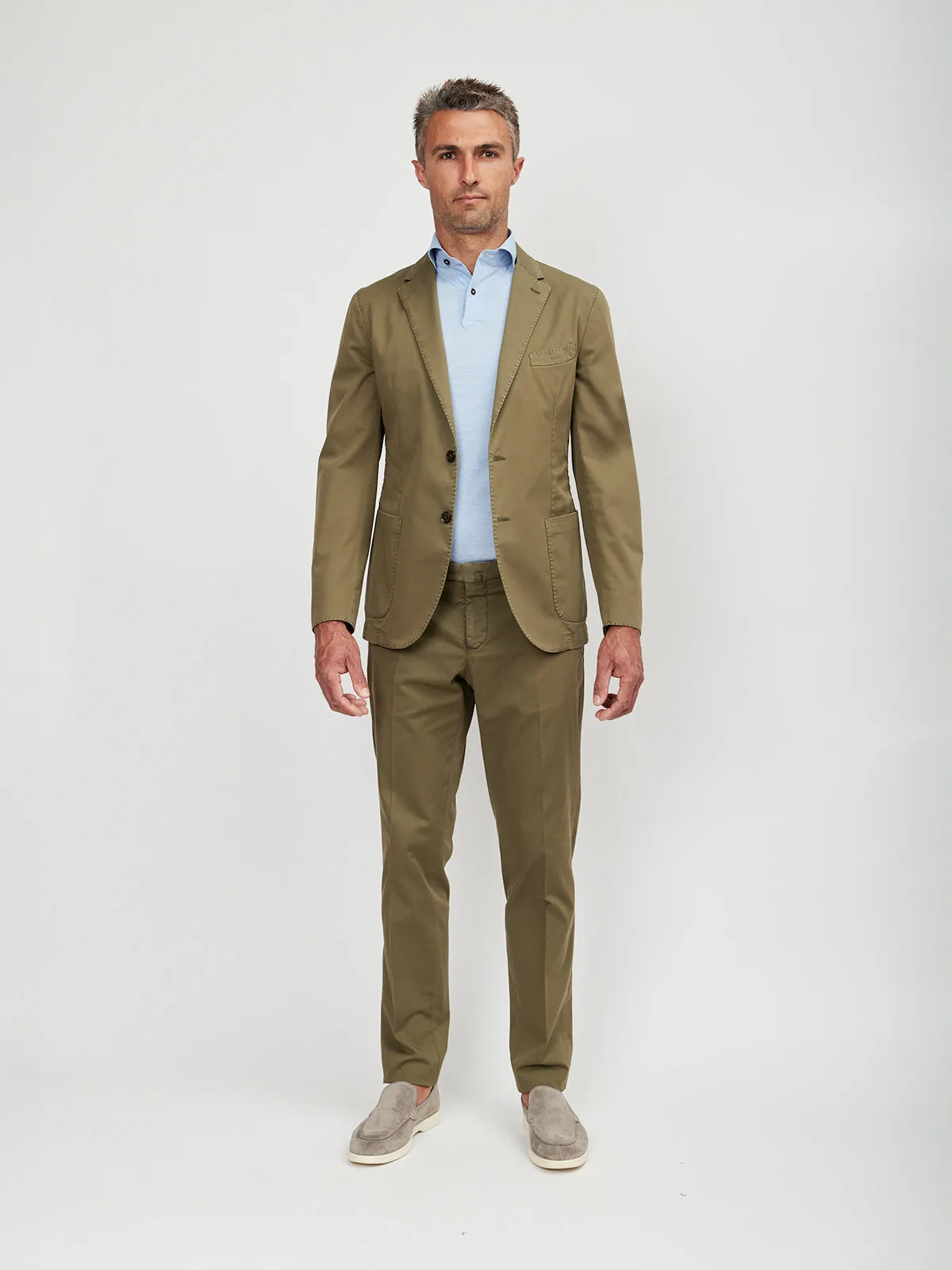 Olive Washed Cotton Suit