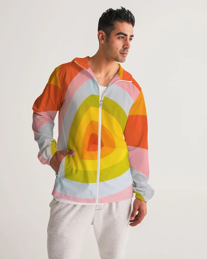 Orange Vortex Men's Windbreaker Hooded Jacket