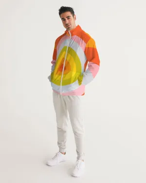 Orange Vortex Men's Windbreaker Hooded Jacket