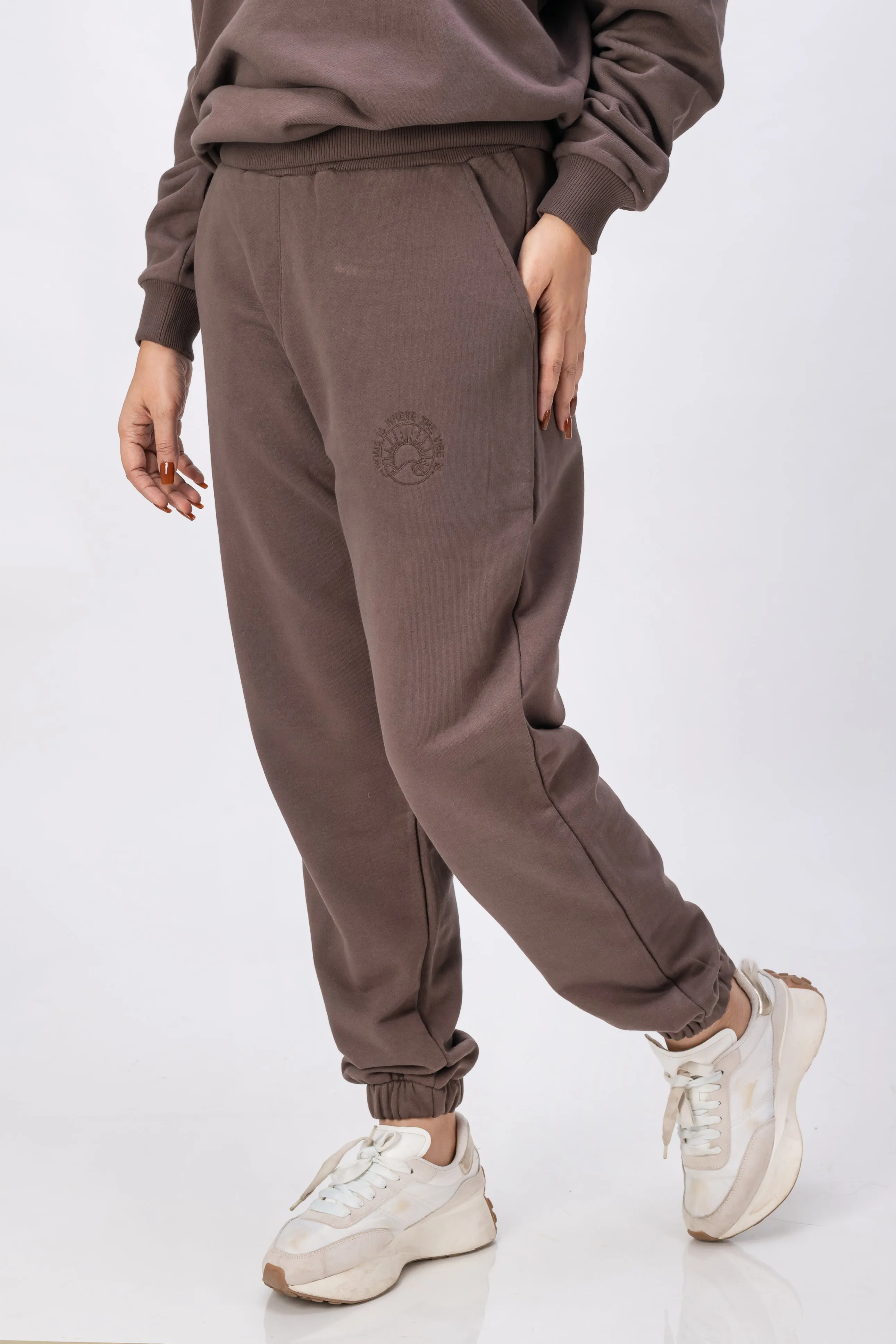 Organic Cotton Chunky Knit Wellness Jogger - CHOCOLATE BROWN