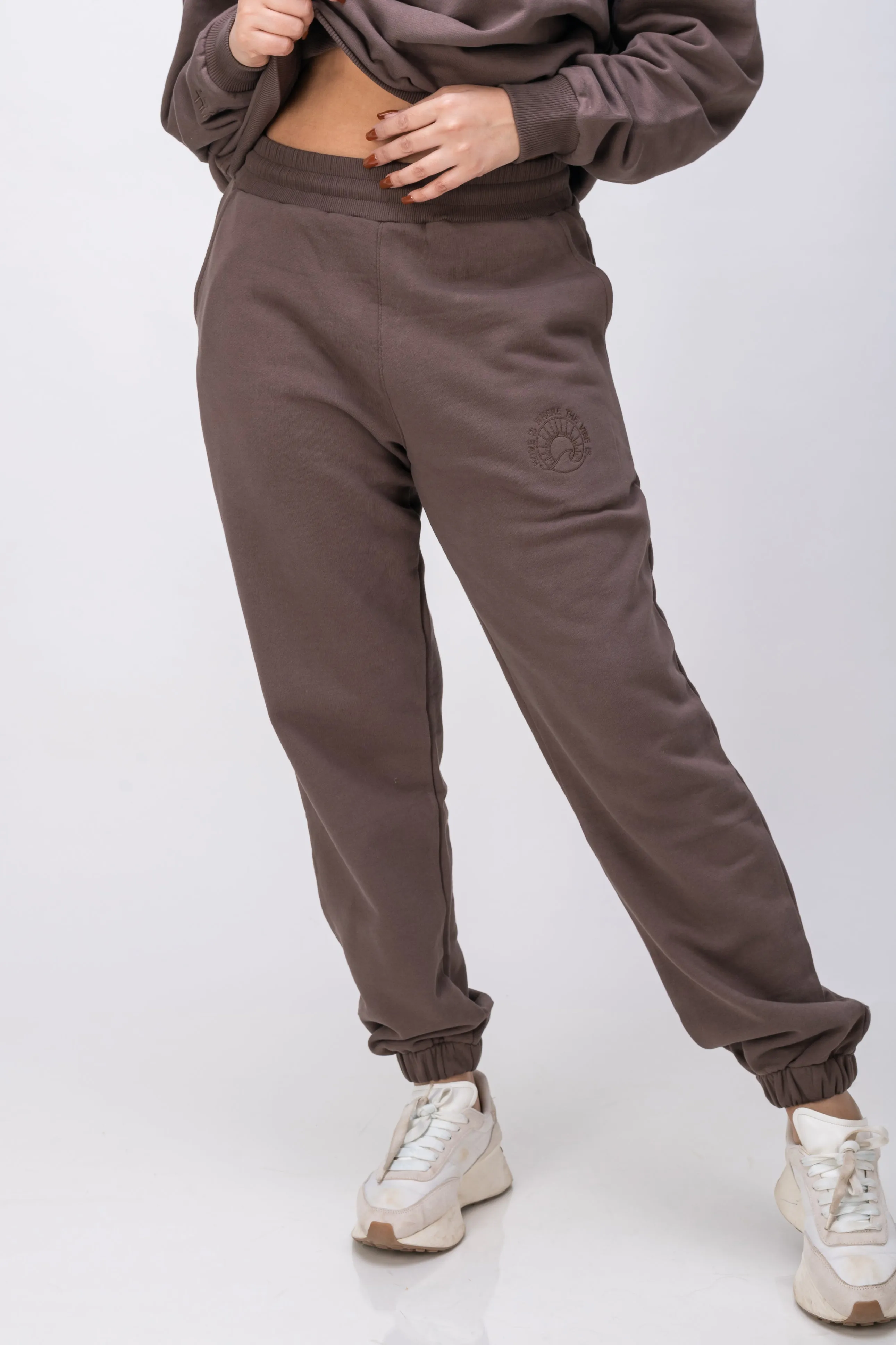 Organic Cotton Chunky Knit Wellness Jogger - CHOCOLATE BROWN
