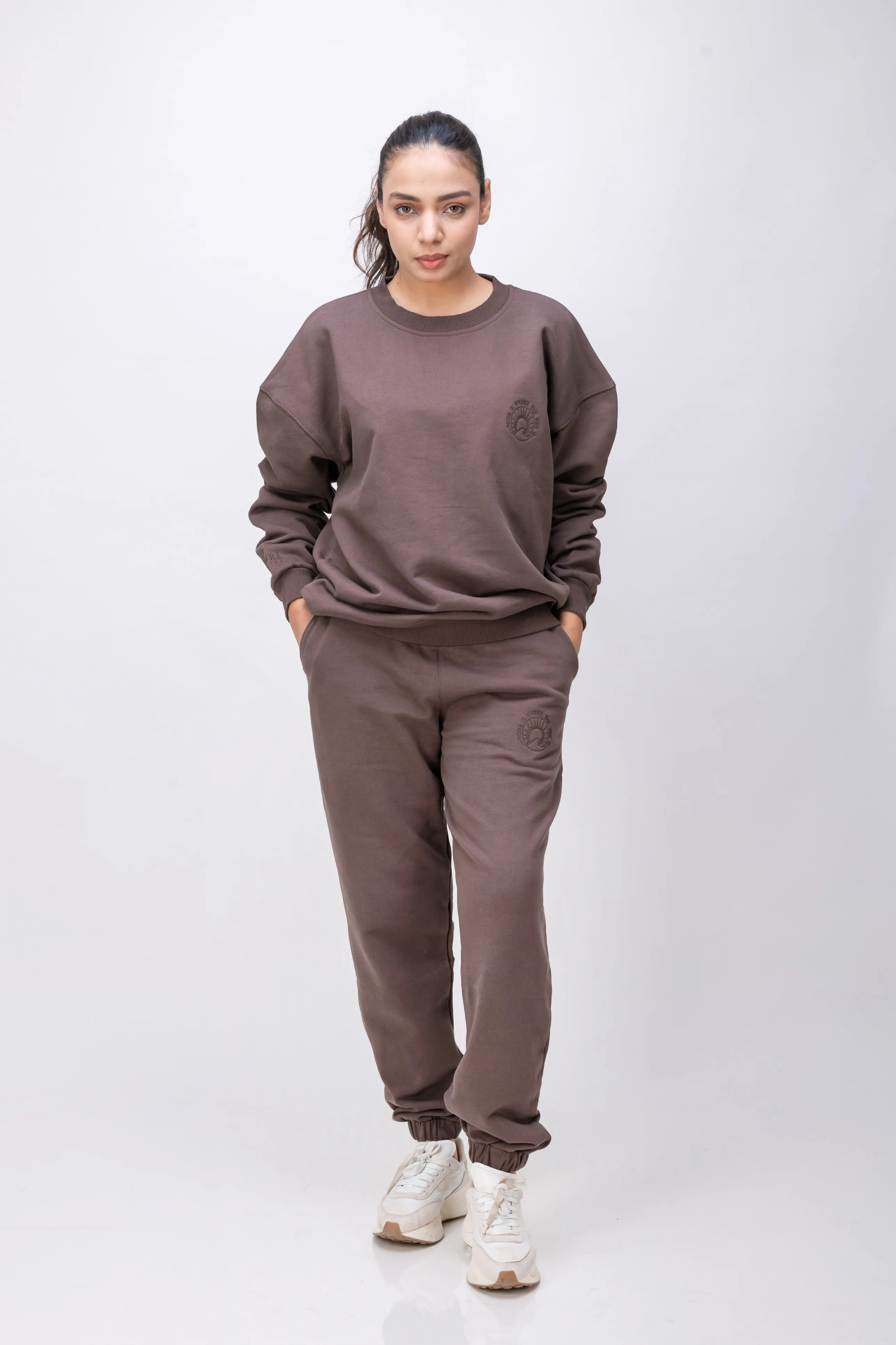 Organic Cotton Chunky Relaxed-Fit Oversized Wellness Sweatshirt – Chocolate Brown