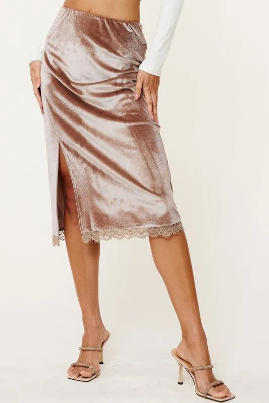 Orlanda Midi Skirt with Lace Trim