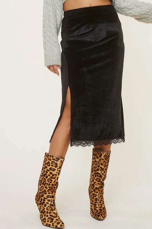 Orlanda Midi Skirt with Lace Trim