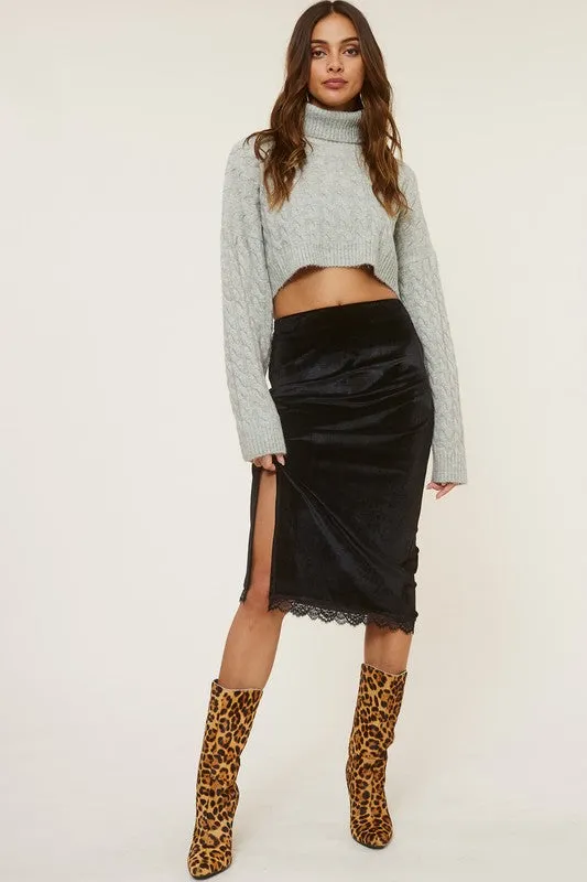 Orlanda Midi Skirt with Lace Trim