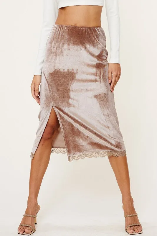 Orlanda Midi Skirt with Lace Trim