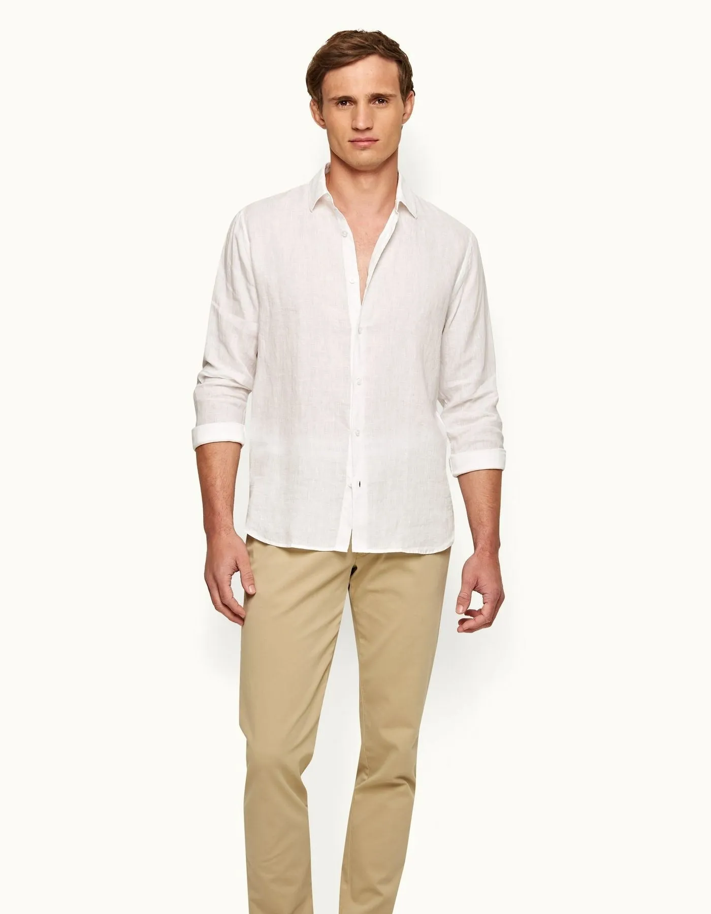 ORLEBAR BROWN Mens Linen Shirt WHITE
