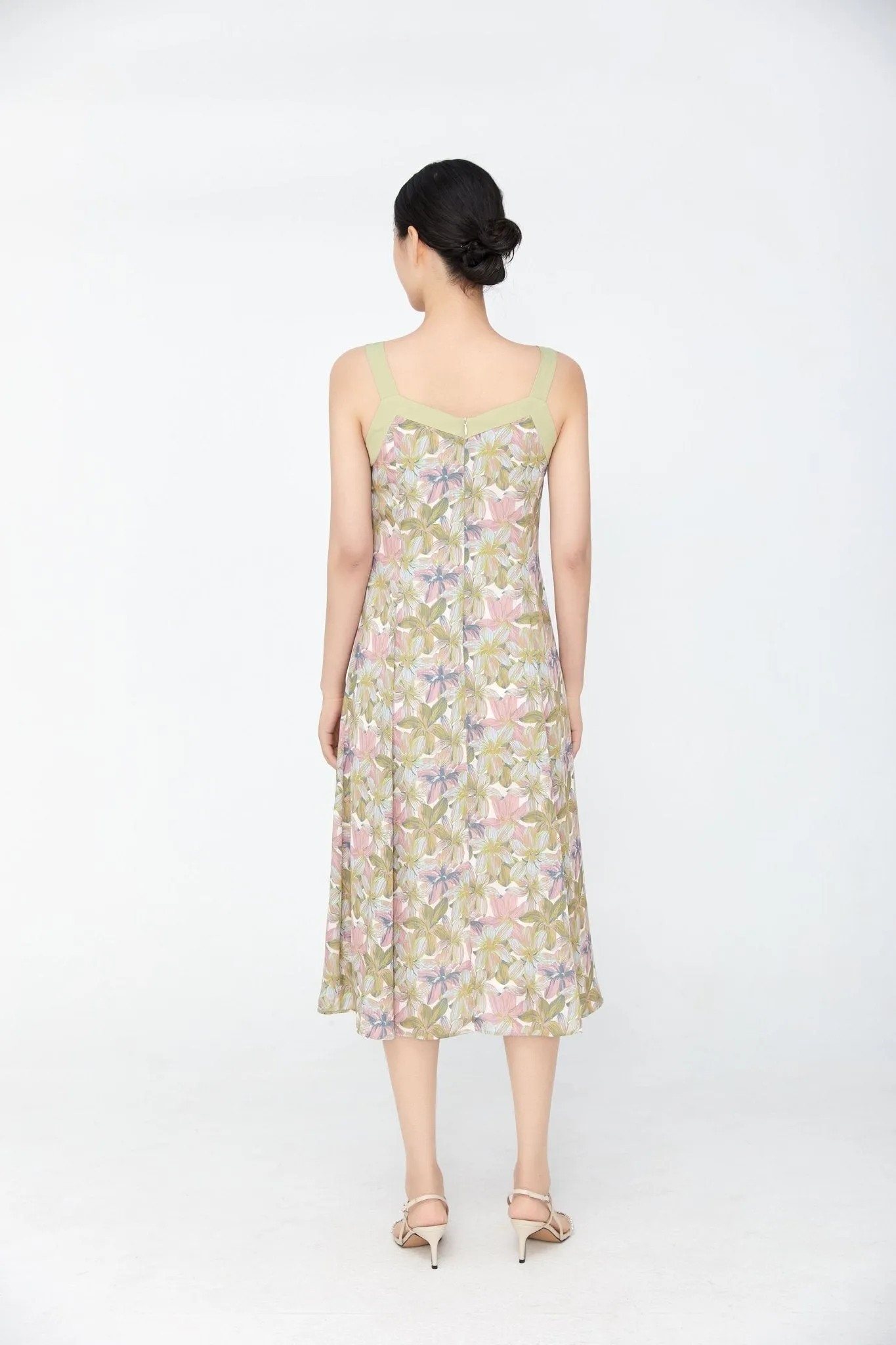 Pink Floral Midi Cami Dress Sundress
