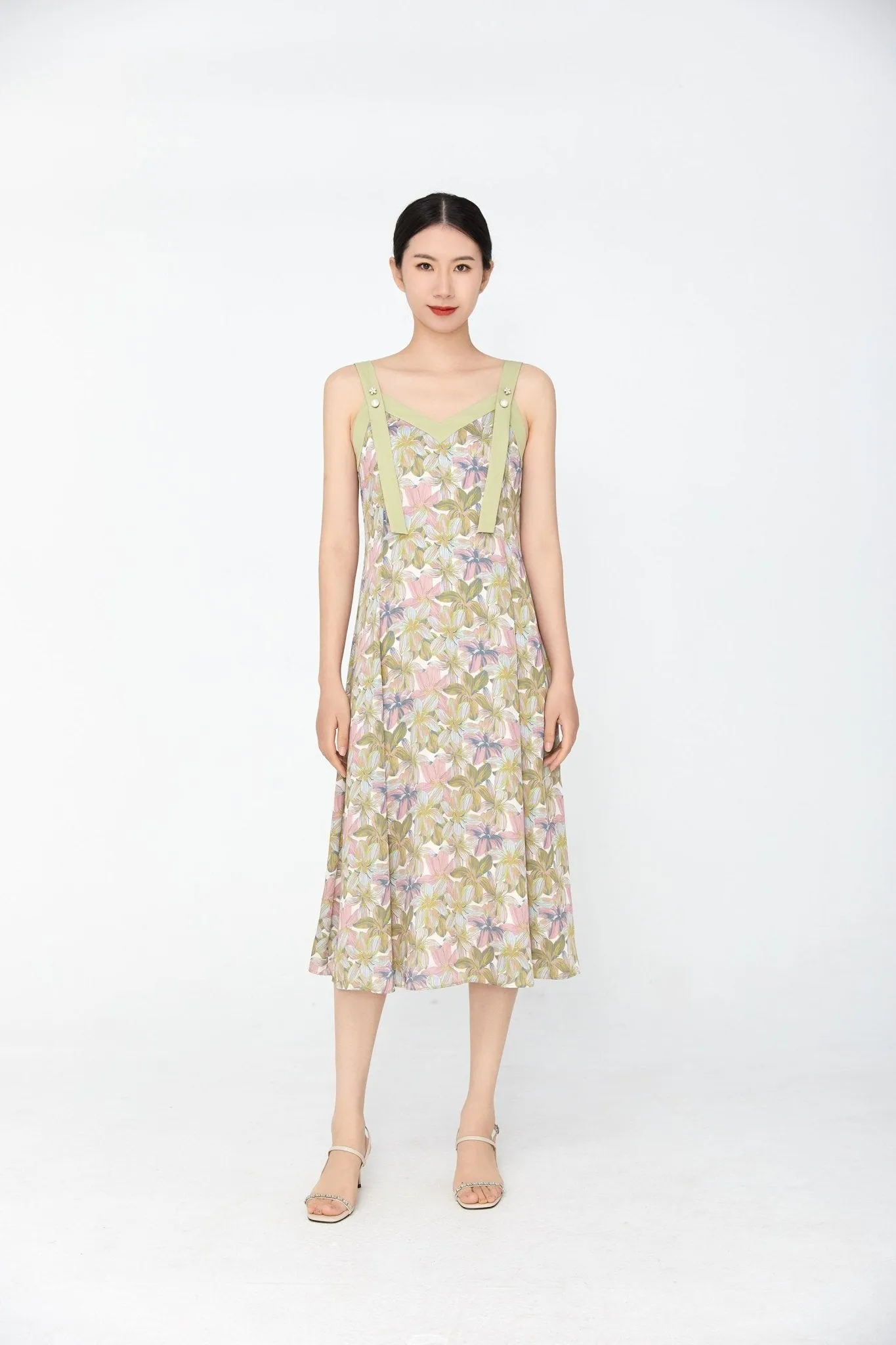 Pink Floral Midi Cami Dress Sundress