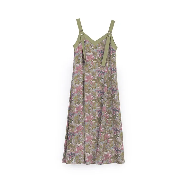 Pink Floral Midi Cami Dress Sundress