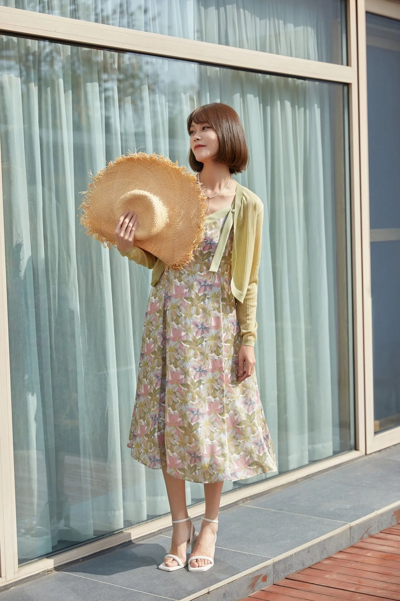 Pink Floral Midi Cami Dress Sundress