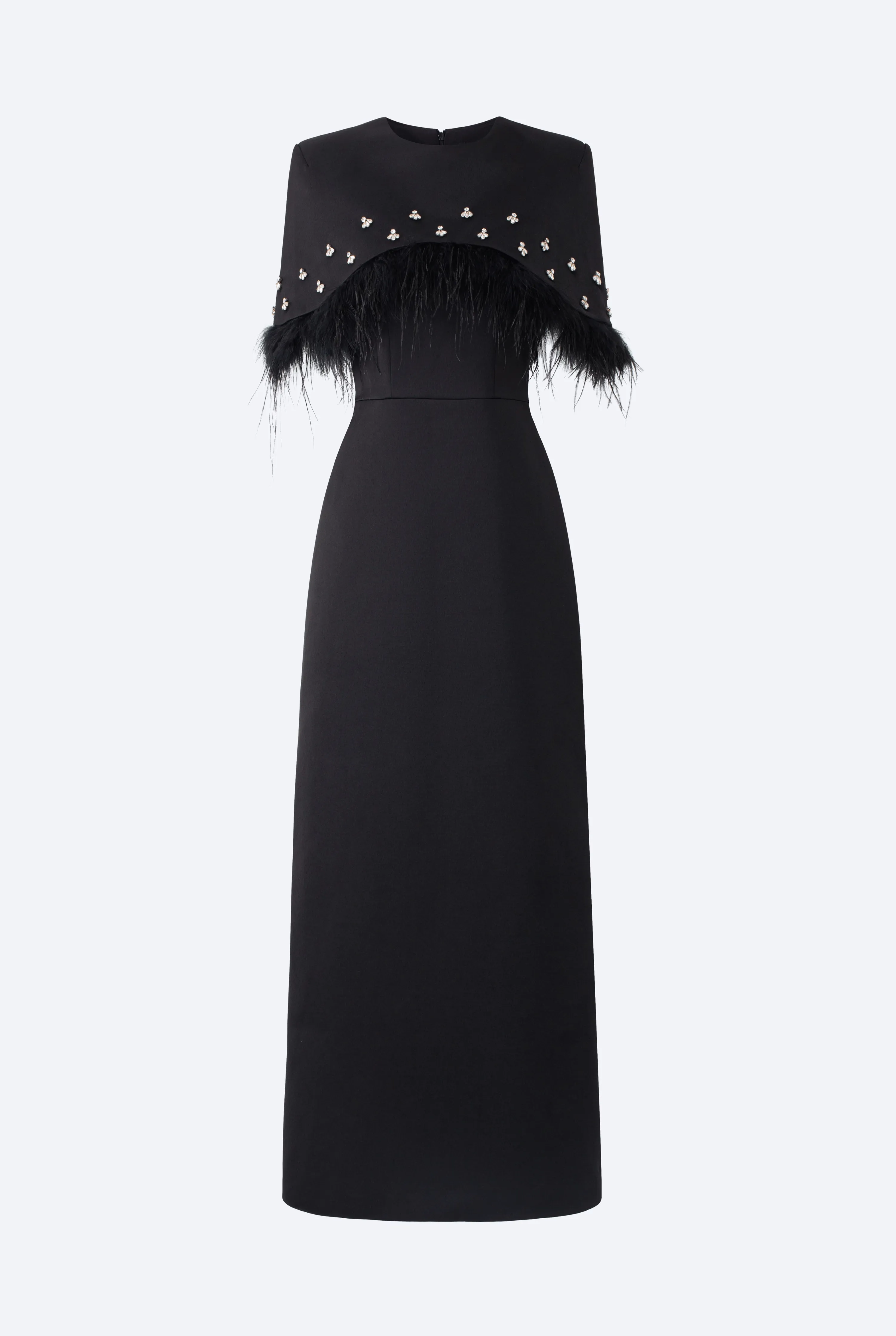 Pleated Cape Column Dress