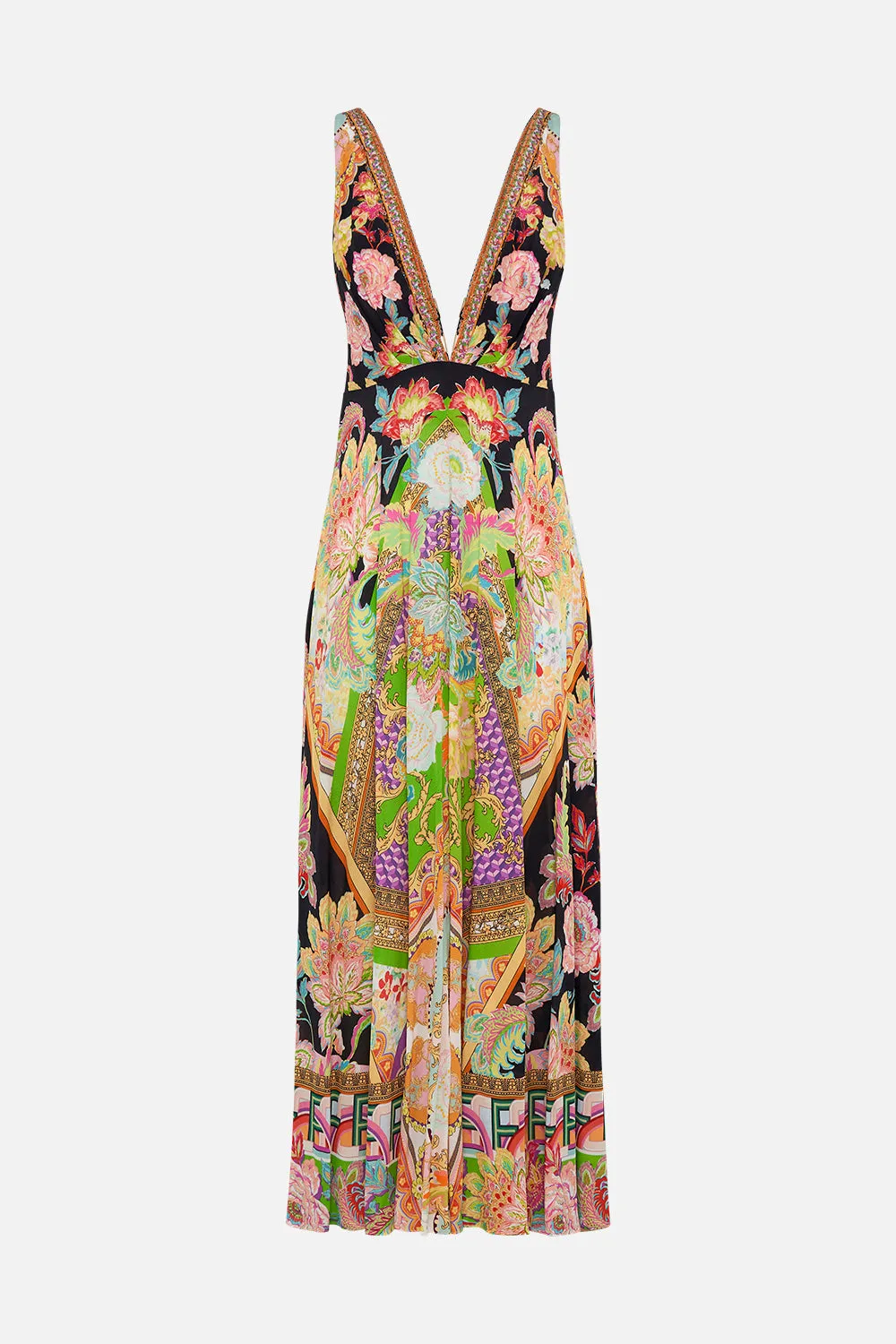PLUNGE NECK MAXI DRESS SUNDOWNERS IN SICILY