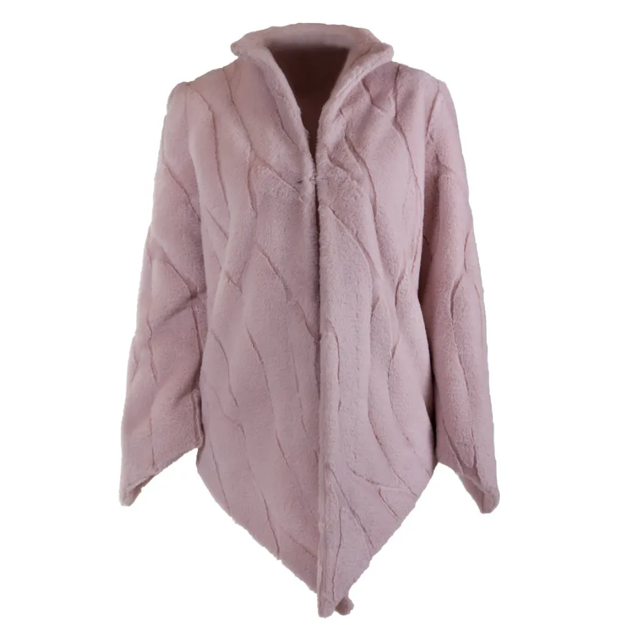 Pointy cozy faux-fur pink jacket