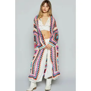 POL Clothing Long Sleeve Roomy Fit Crochet Cardigan