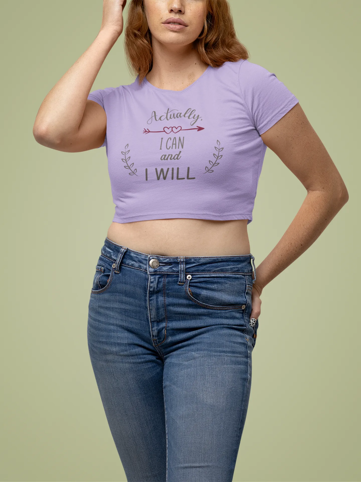 "I Can I Will" Cute Minimal Design Women's Cotton Crop Top