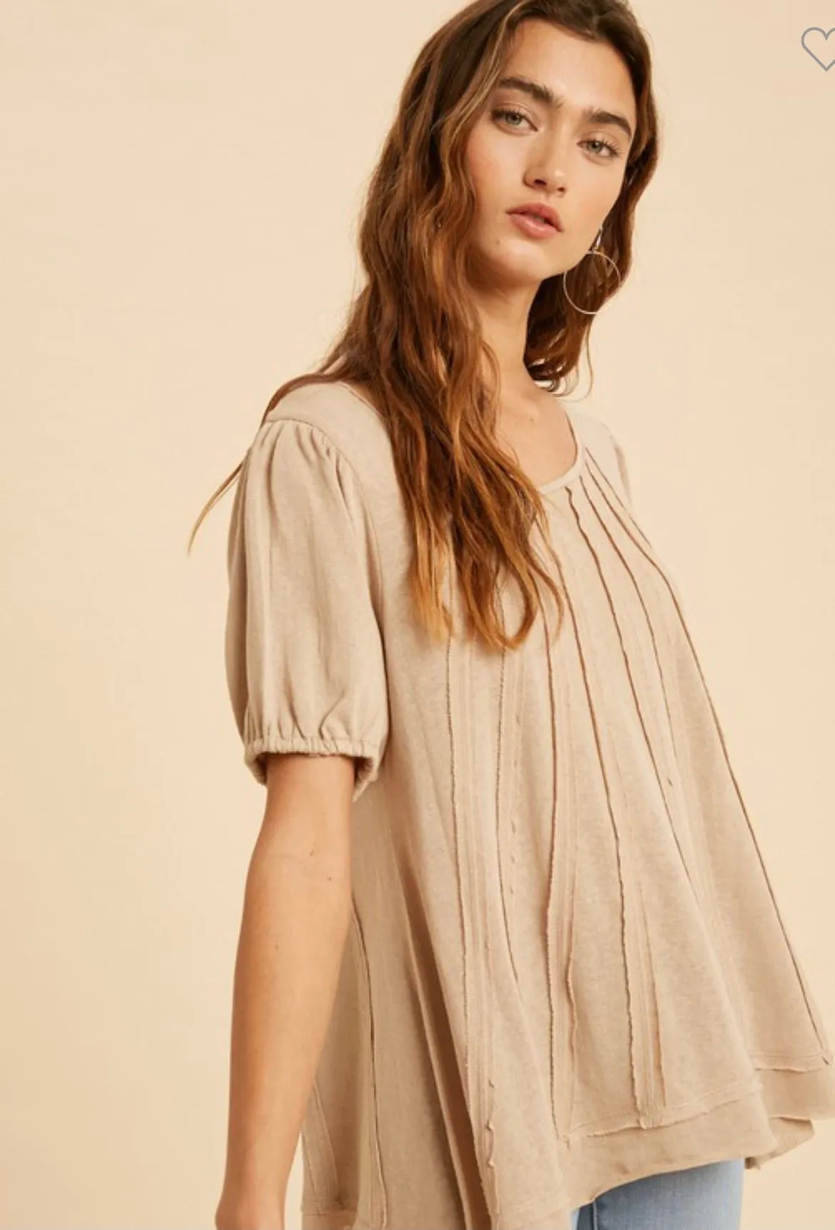 Raw Edge Trim Accent Knit Top