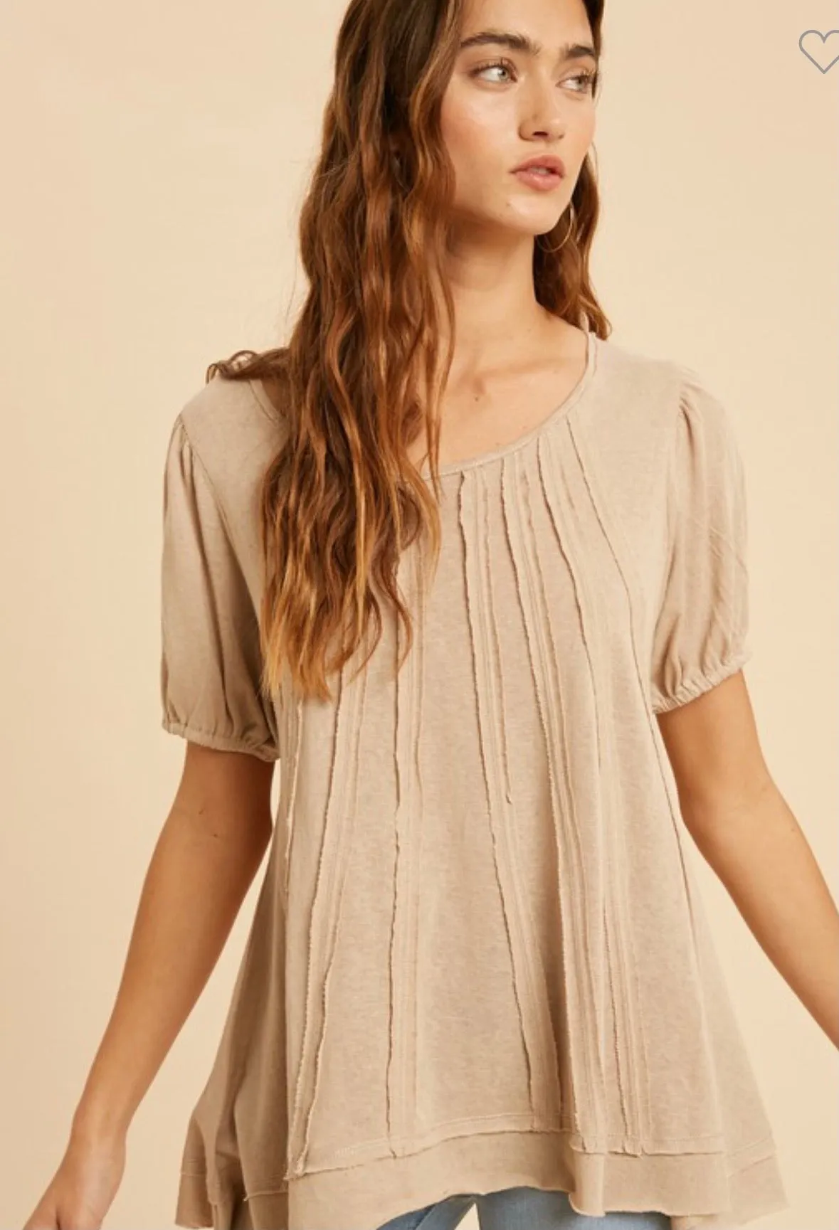 Raw Edge Trim Accent Knit Top