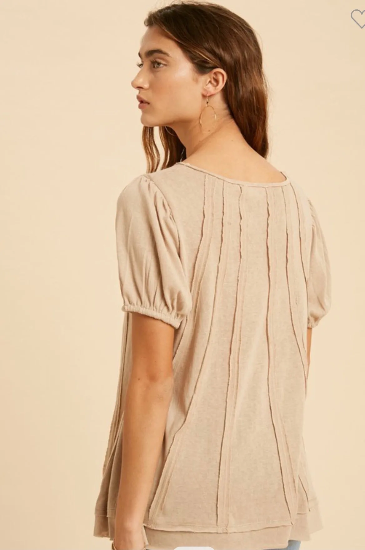 Raw Edge Trim Accent Knit Top