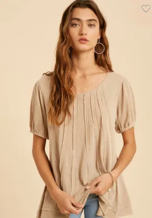 Raw Edge Trim Accent Knit Top