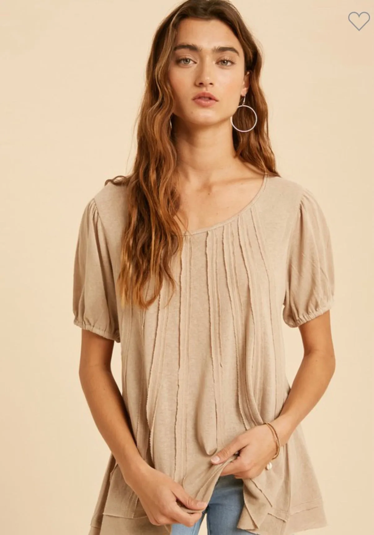 Raw Edge Trim Accent Knit Top