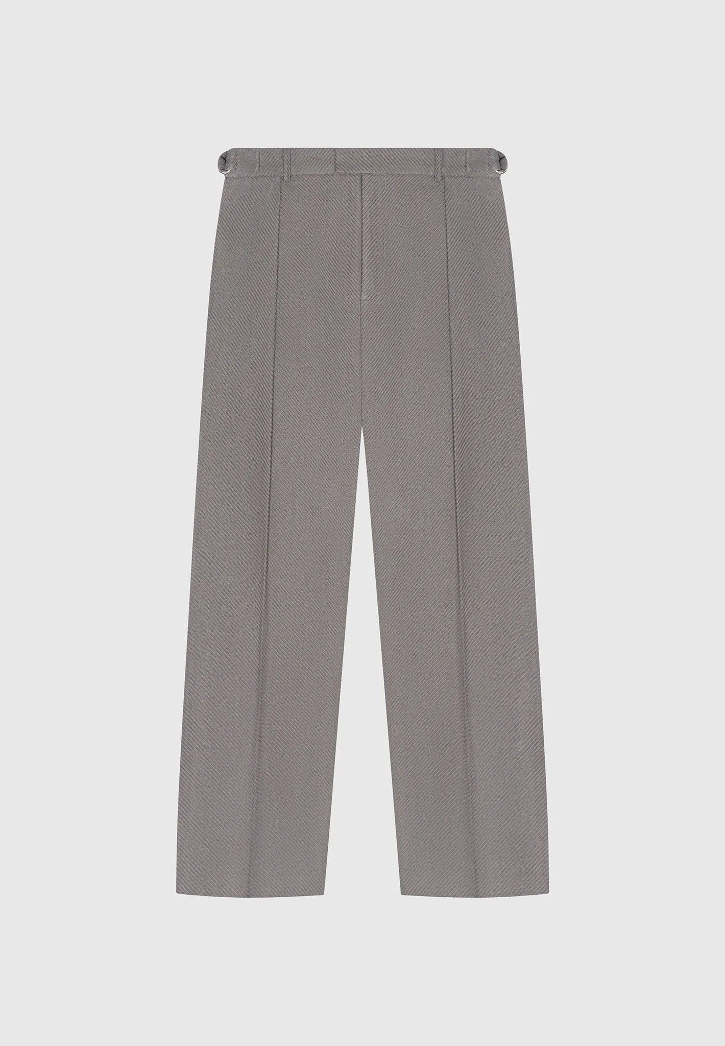 Relaxed Fit Twill Pleated Tailored Trousers - Grey