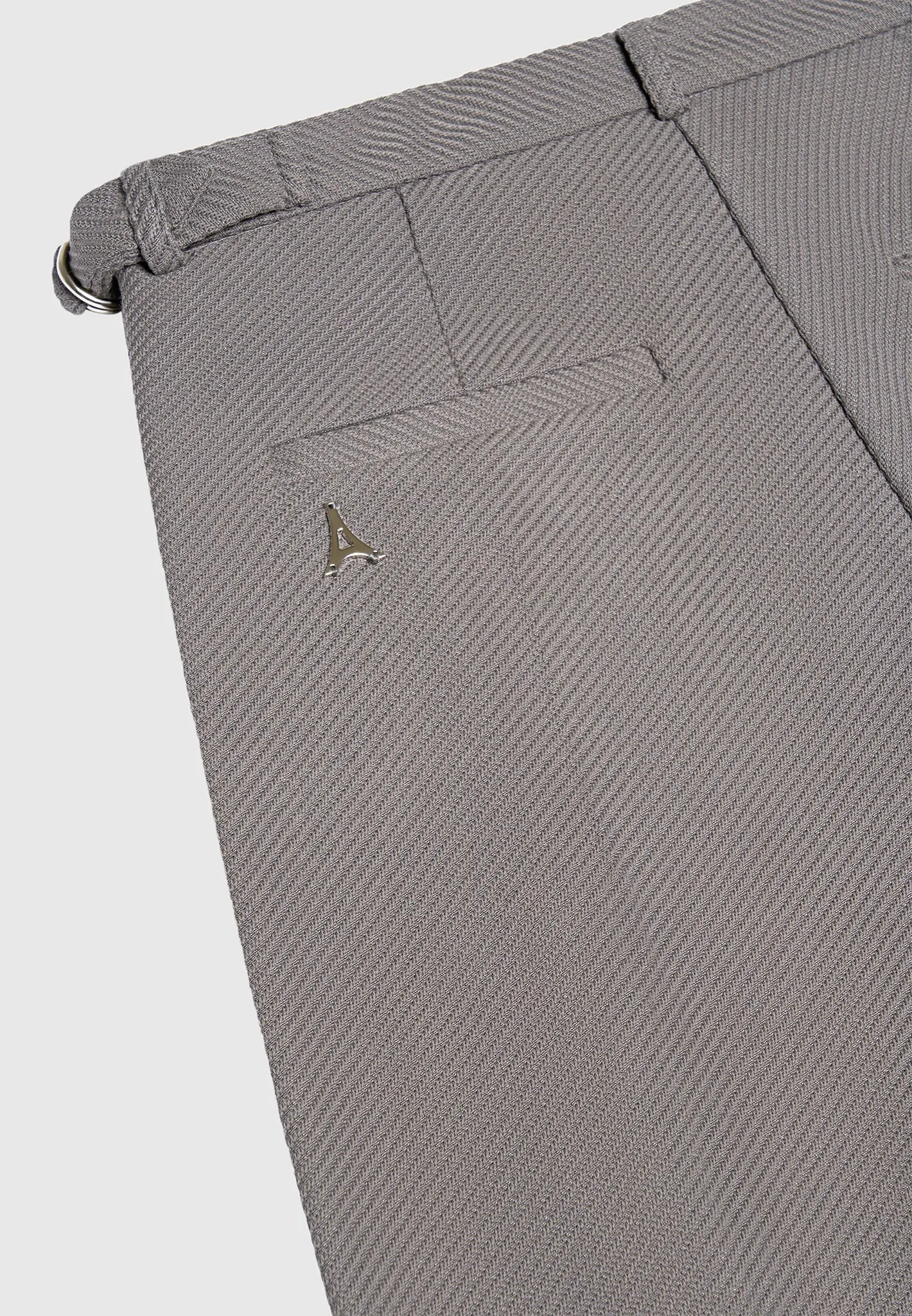 Relaxed Fit Twill Pleated Tailored Trousers - Grey