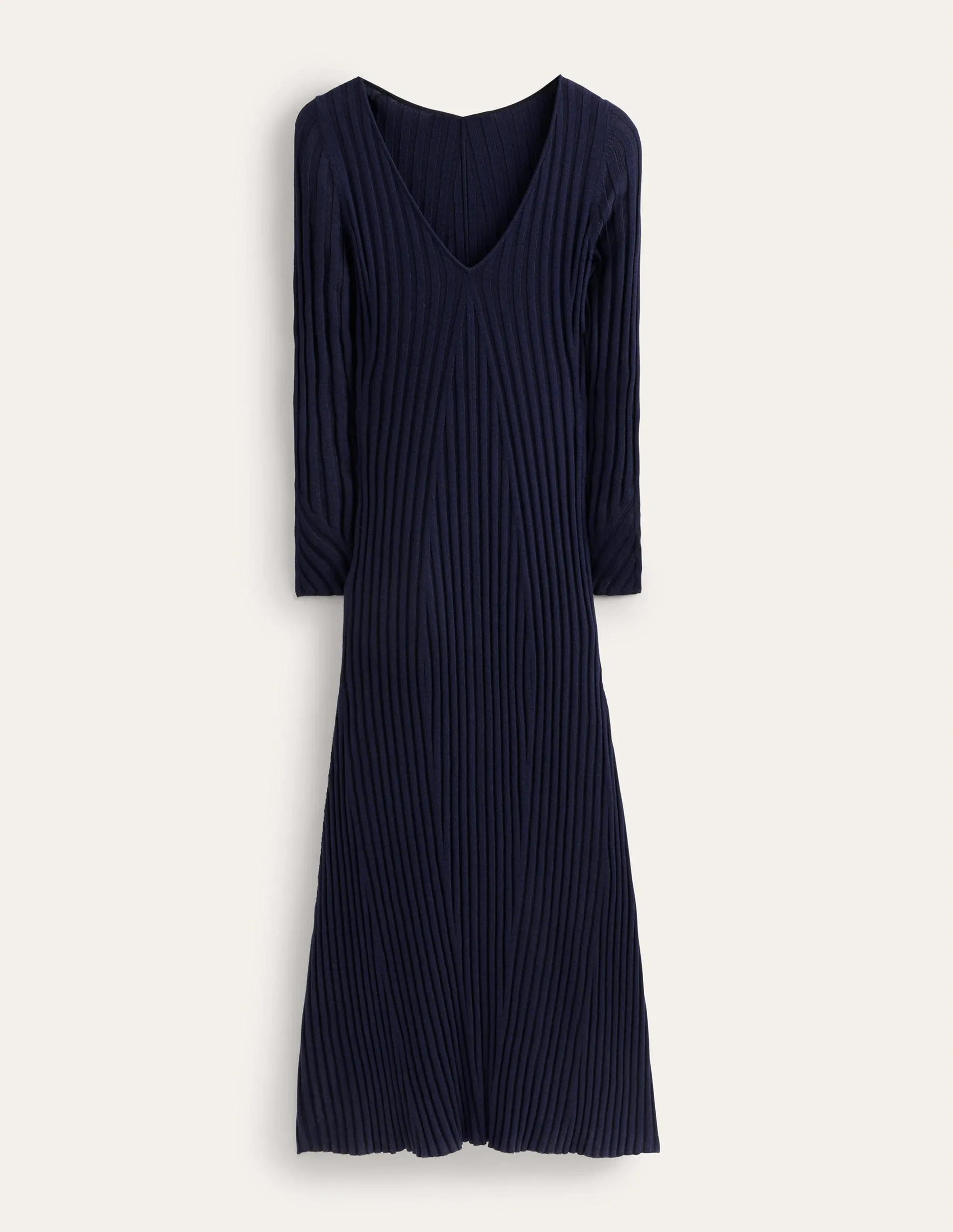 Ribbed Knitted Maxi Dress-Navy