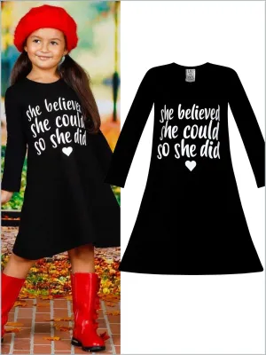 She Believed Long Sleeve A-Line Dress