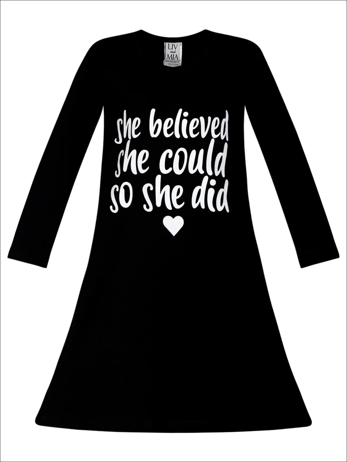 She Believed Long Sleeve A-Line Dress