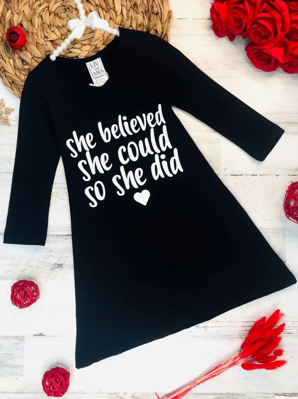 She Believed Long Sleeve A-Line Dress
