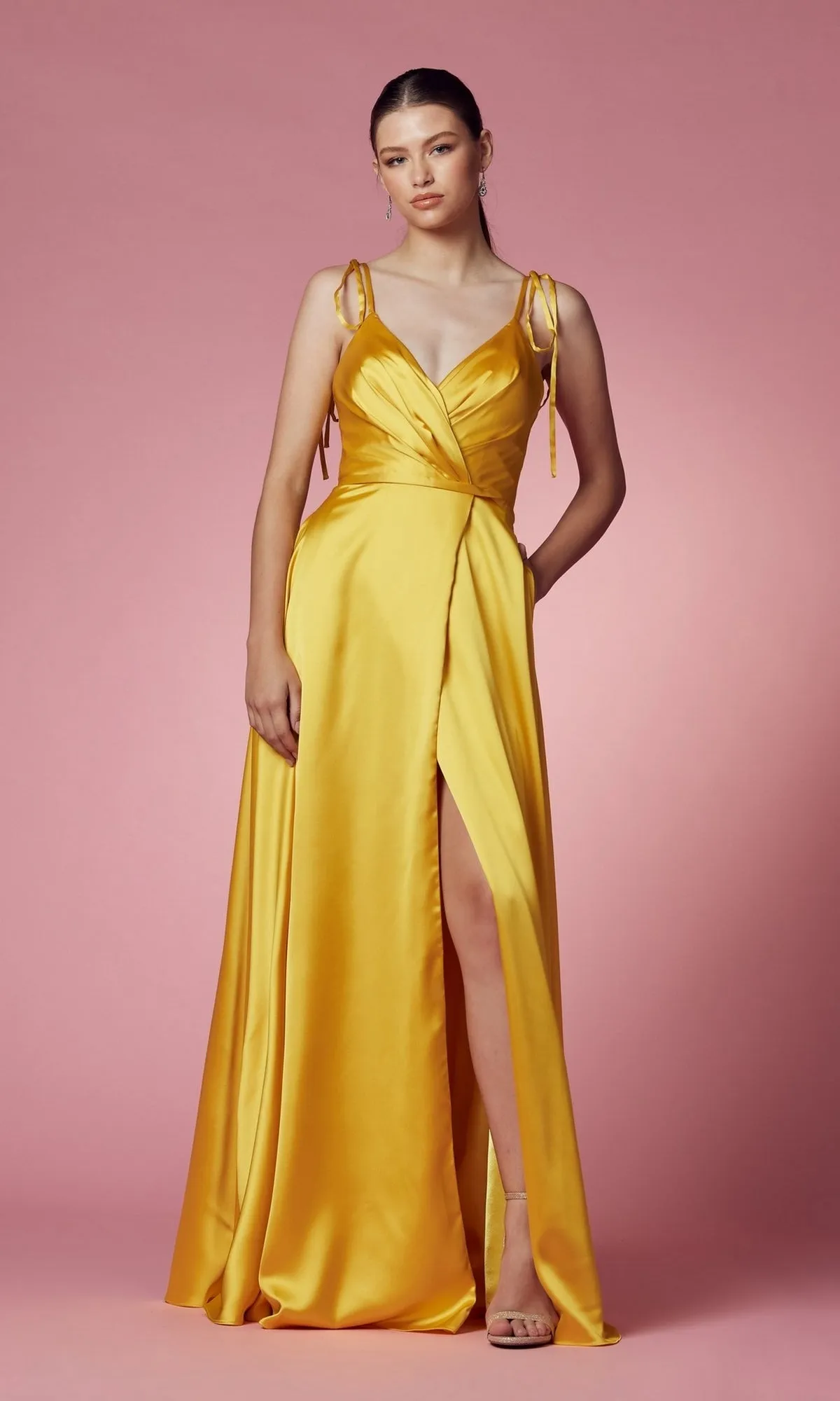 Shoulder-Tie Long Prom Dress with Pockets